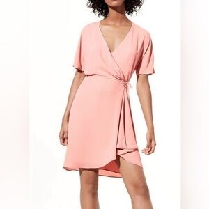 Babaton WALLACE Elegant Pink Wrap Dress Size XS